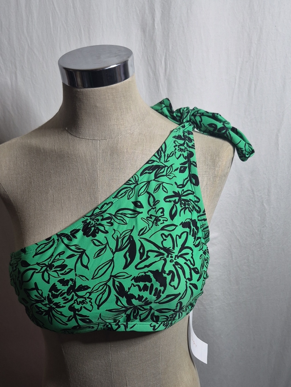 One-Shoulder Green Floral Tie-Shoulder Camisole